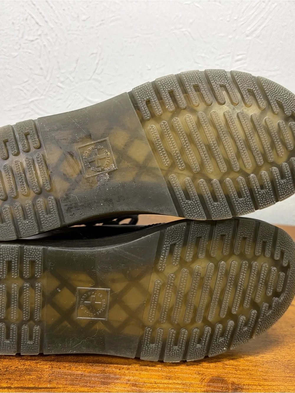 Dr. Martens Black Leather Boots with Yellow Accent